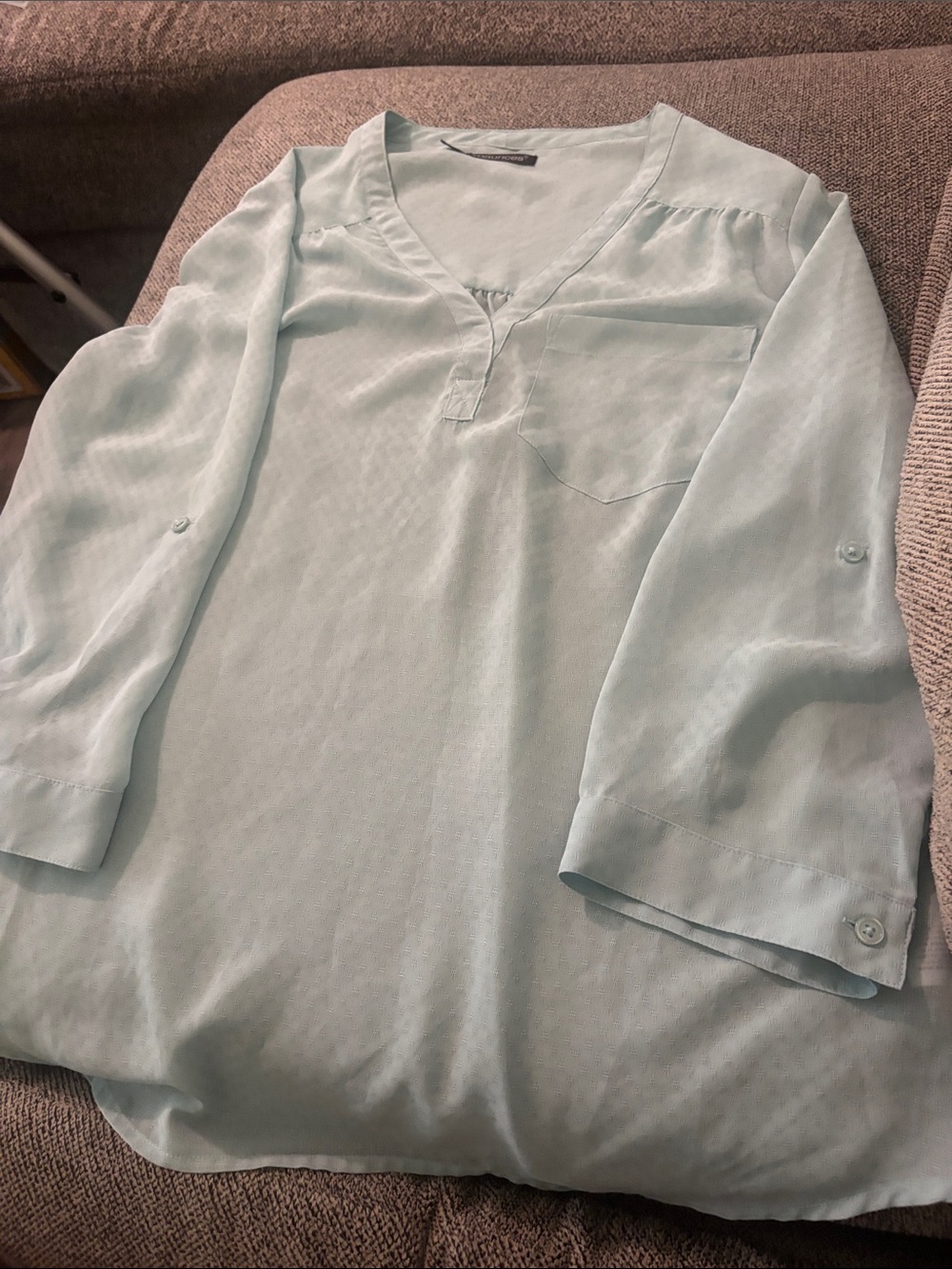 Light Mint Green V-Neck Women Shirt